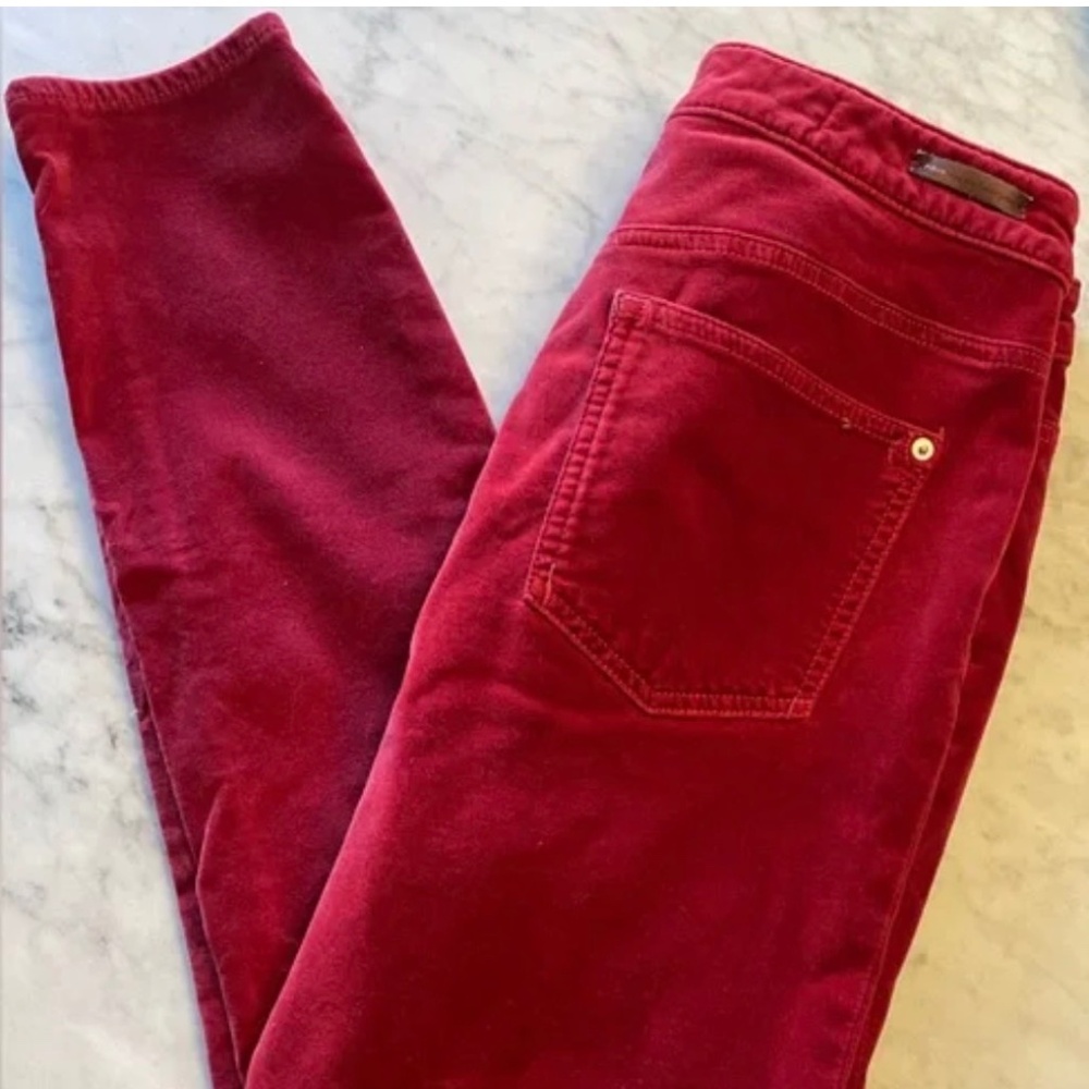 Pilcro and the Letterpress High Rise Skinny Velvet Red Pants